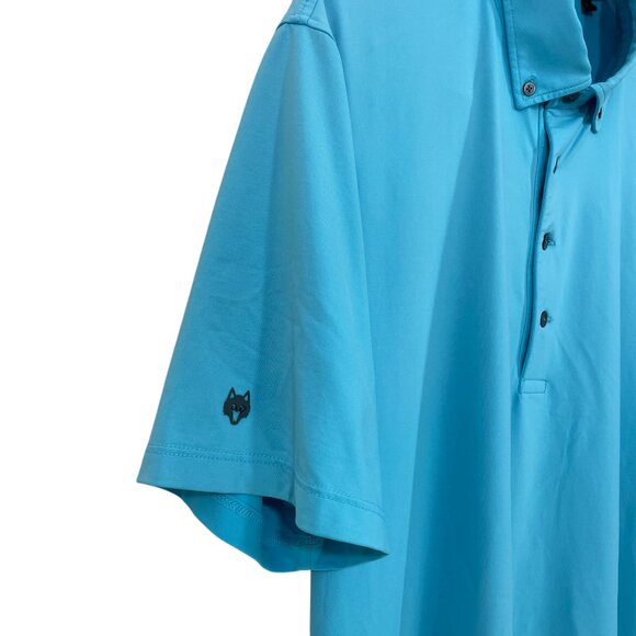 Greyson Polo Shirt Size L Blue Stretch Short Sleeve Golf Fox Nylon Spandex - Picture 5 of 8